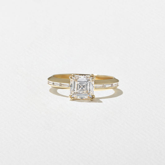 1.27 CT - 3.27 CT Asscher Cut Lab grown Diamond Channel Setting Engagement Ring