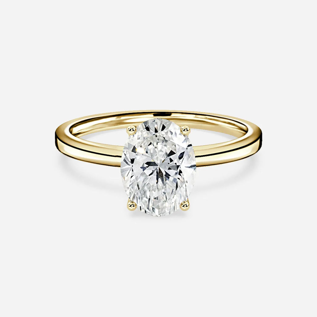 2 CT - 3 CT Oval Cut Hidden Halo Moissanite Engagement Ring