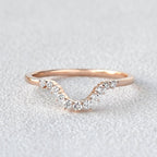 0.1 TCW Round Moissanite Curved Pave Stacking Wedding Band