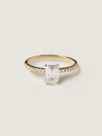 0.9 CT - 2.9 CT Emerald Cut Lab grown Diamond Pave Engagement Ring
