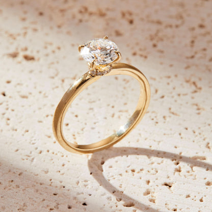 1 CT Round Cut Hidden Halo Moissanite Engagement Ring