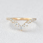 0.25 TCW Round Moissanite V-Shape Pave Wedding Band