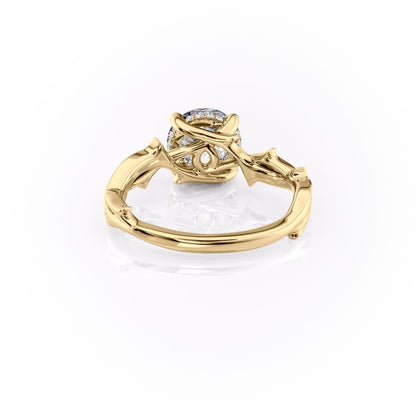 2 CT - 3 CT Round Cut Hidden Halo Twig Style Pave Moissanite Engagement Ring