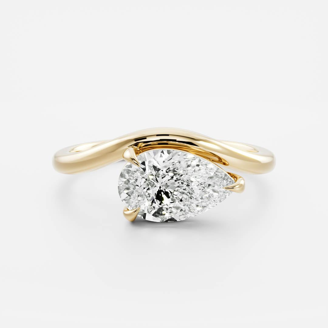 1 CT - 2 CT Pear Cut Floated Solitaire Moissanite Engagement Ring