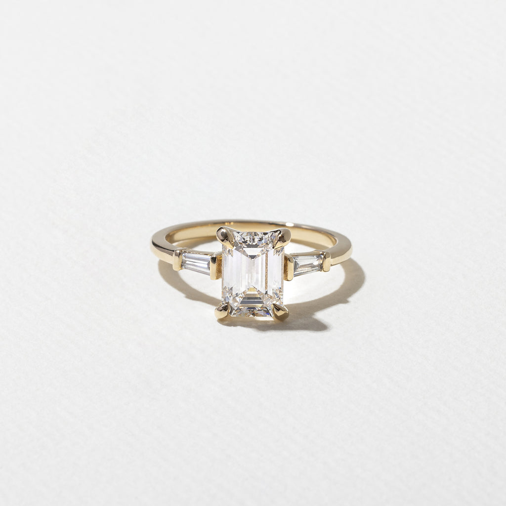 1.56 CT - 3.56 CT Emerald Cut Lab grown Diamond Three Stone Engagement Ring
