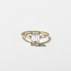 1.56 CT - 3.56 CT Emerald Cut Lab grown Diamond Three Stone Engagement Ring