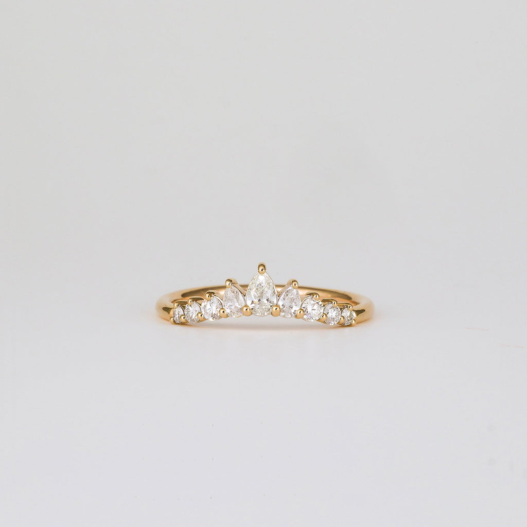 0.38 TCW Round & Pear CVD Diamond Chevron Wedding Band