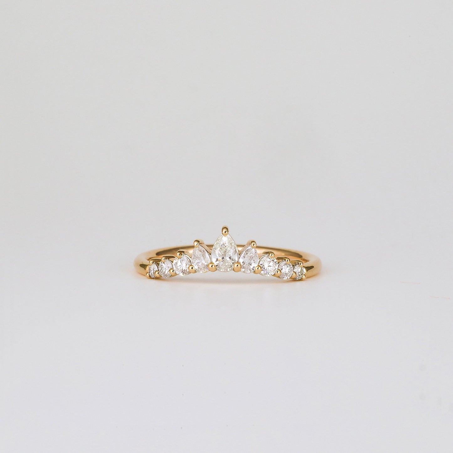 0.38 TCW Round & Pear CVD Diamond Chevron Wedding Band