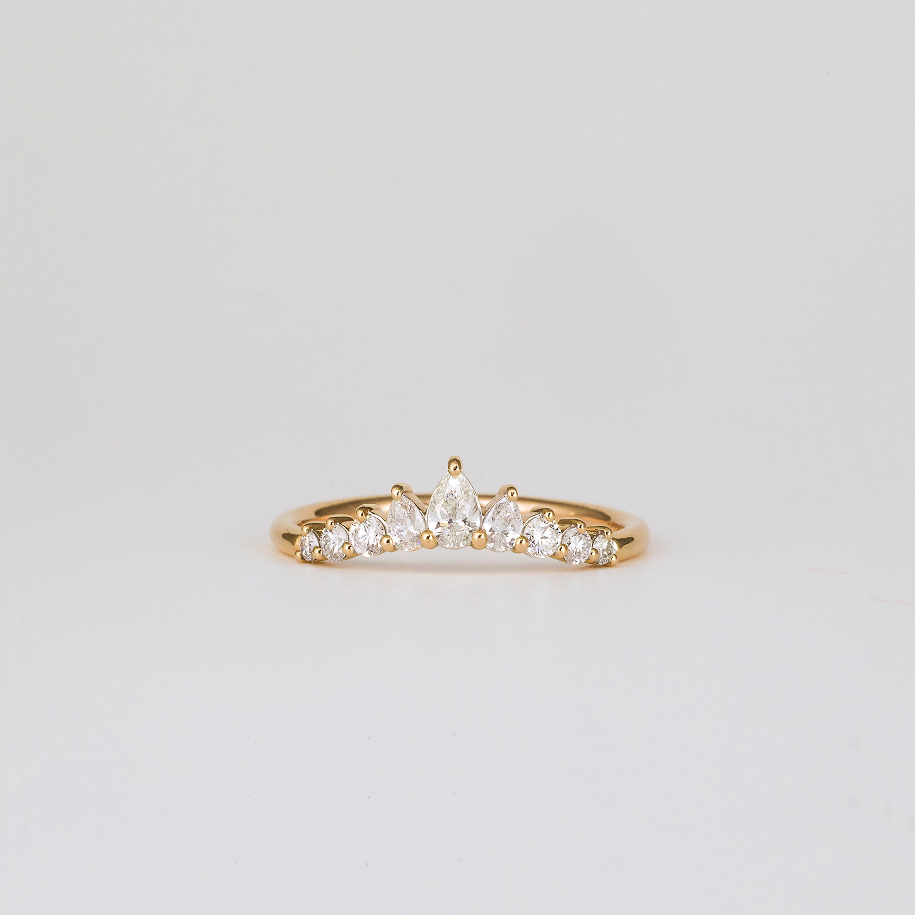 0.38 TCW Round & Pear CVD Diamond Chevron Wedding Band