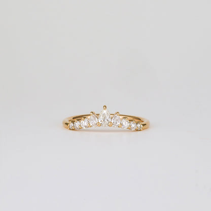 0.38 TCW Round & Pear CVD Diamond Chevron Wedding Band