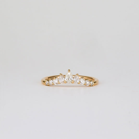 0.38 TCW Round & Pear CVD Diamond Chevron Wedding Band