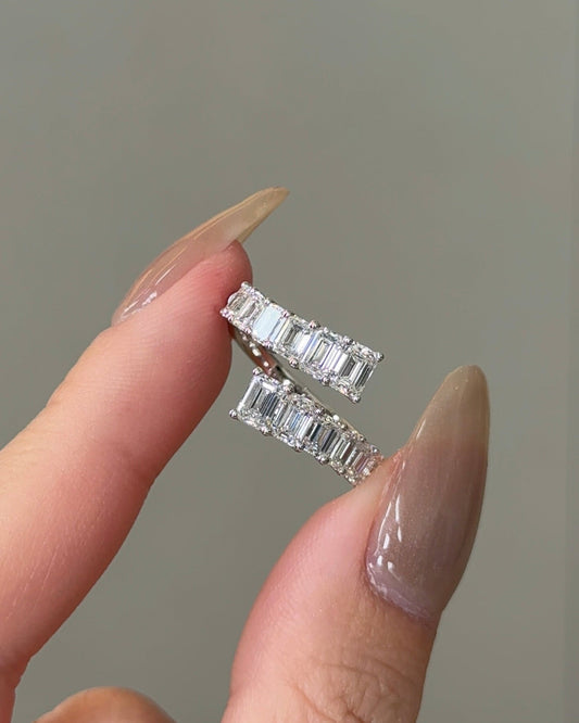 Emerald CVD Diamond Open Wedding Band