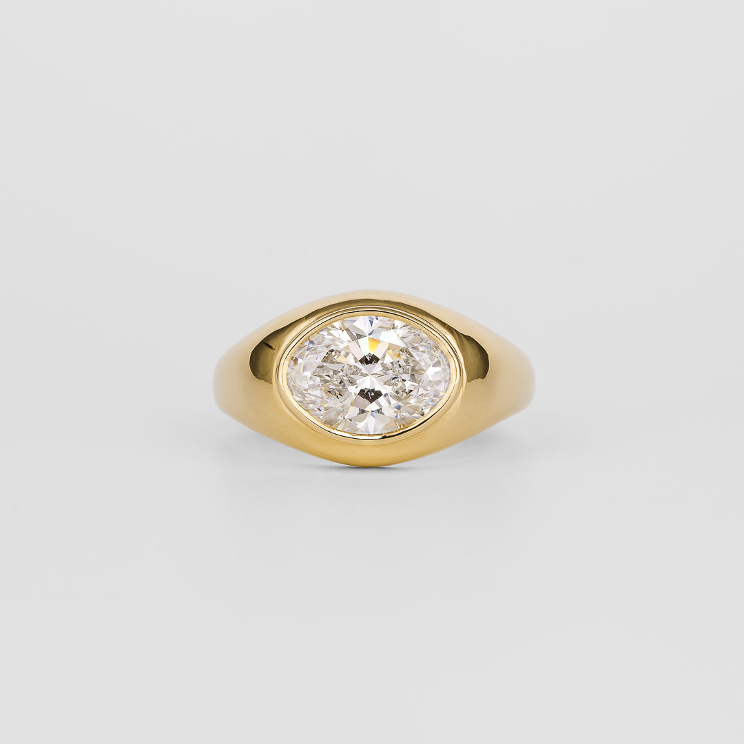 2.18 CT Oval Cut Lab grown Diamond Flush Setting Engagement Ring