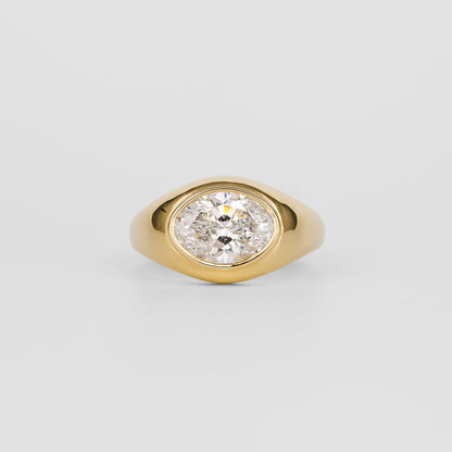 2.18 CT Oval Cut Lab grown Diamond Flush Setting Engagement Ring