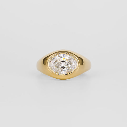 2.18 CT Oval Cut Lab grown Diamond Flush Setting Engagement Ring