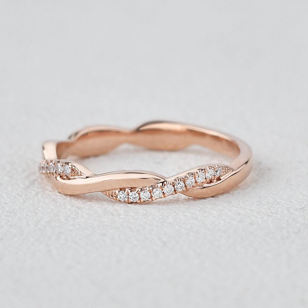 0.1 TCW Round Moissanite Twisted Full Eternity Wedding Band