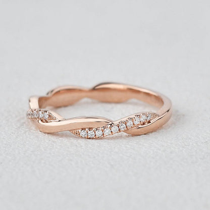 0.1 TCW Round Moissanite Twisted Full Eternity Wedding Band