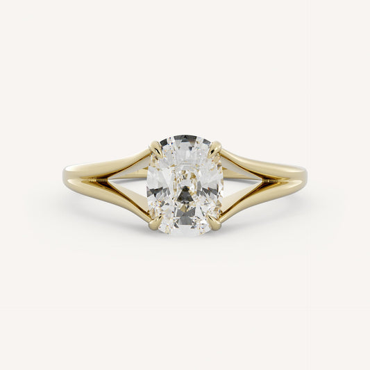 1 CT - 2 CT Oval Cut Lab grown Diamond Split Shank Solitaire Engagement Ring