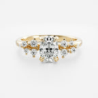 1.5 CT - 2.5 CT Oval Cut Cluster Style Moissanite Engagement Ring