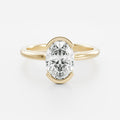1.5 CT - 2.5 CT Oval Cut Half Bezel Solitaire Moissanite Engagement Ring