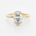 1.5 CT - 2.5 CT Oval Cut Half Bezel Solitaire Moissanite Engagement Ring
