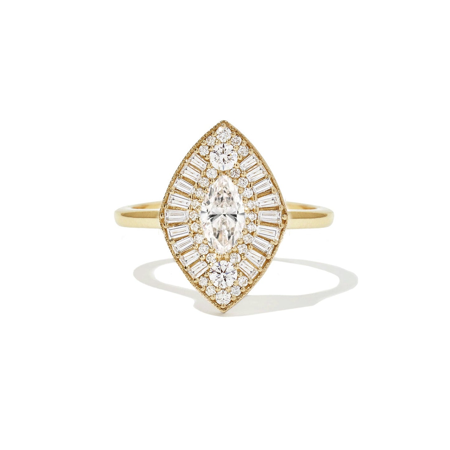 0.4 CT Marquise Cut Moissanite Marquise Shape Mosaic Engagement Ring