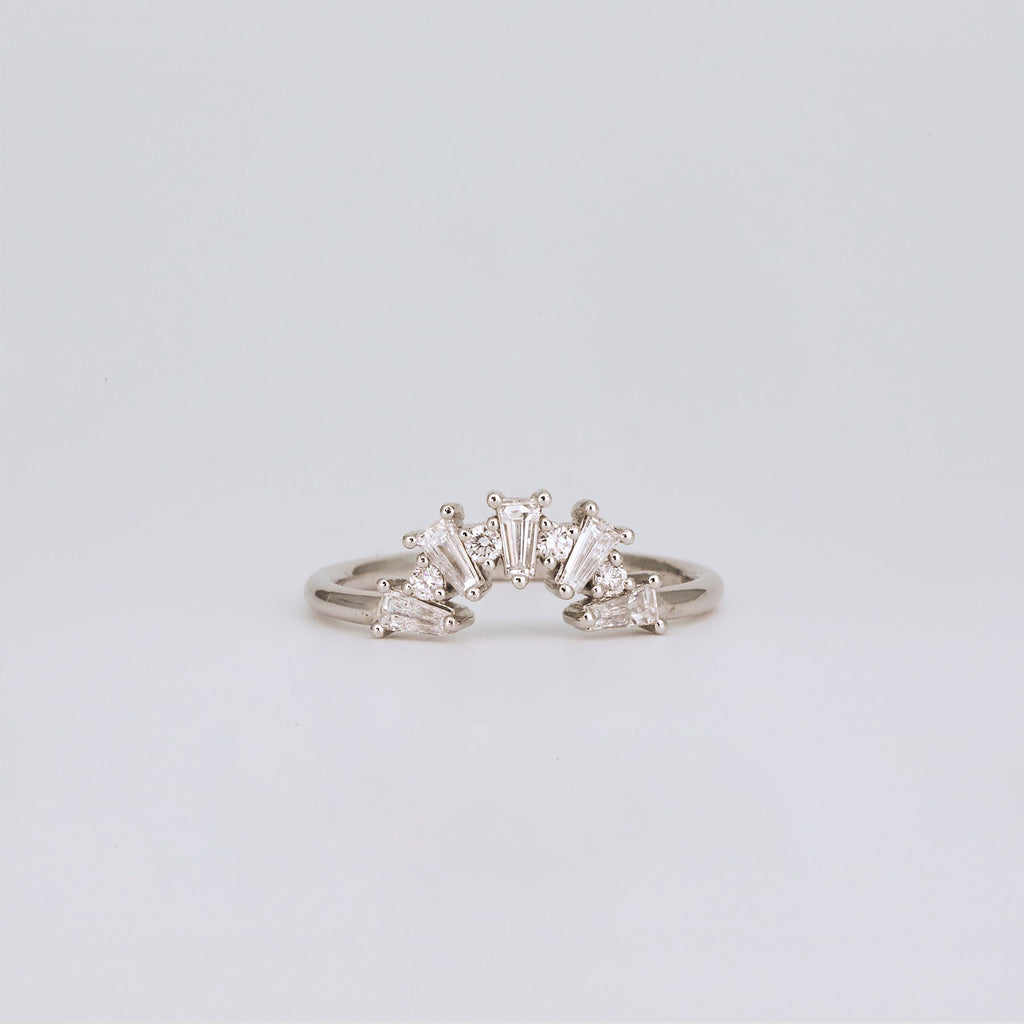 0.48 TCW Tapered Baguette & Round CVD Diamond Fire Cracker Curved Wedding Band