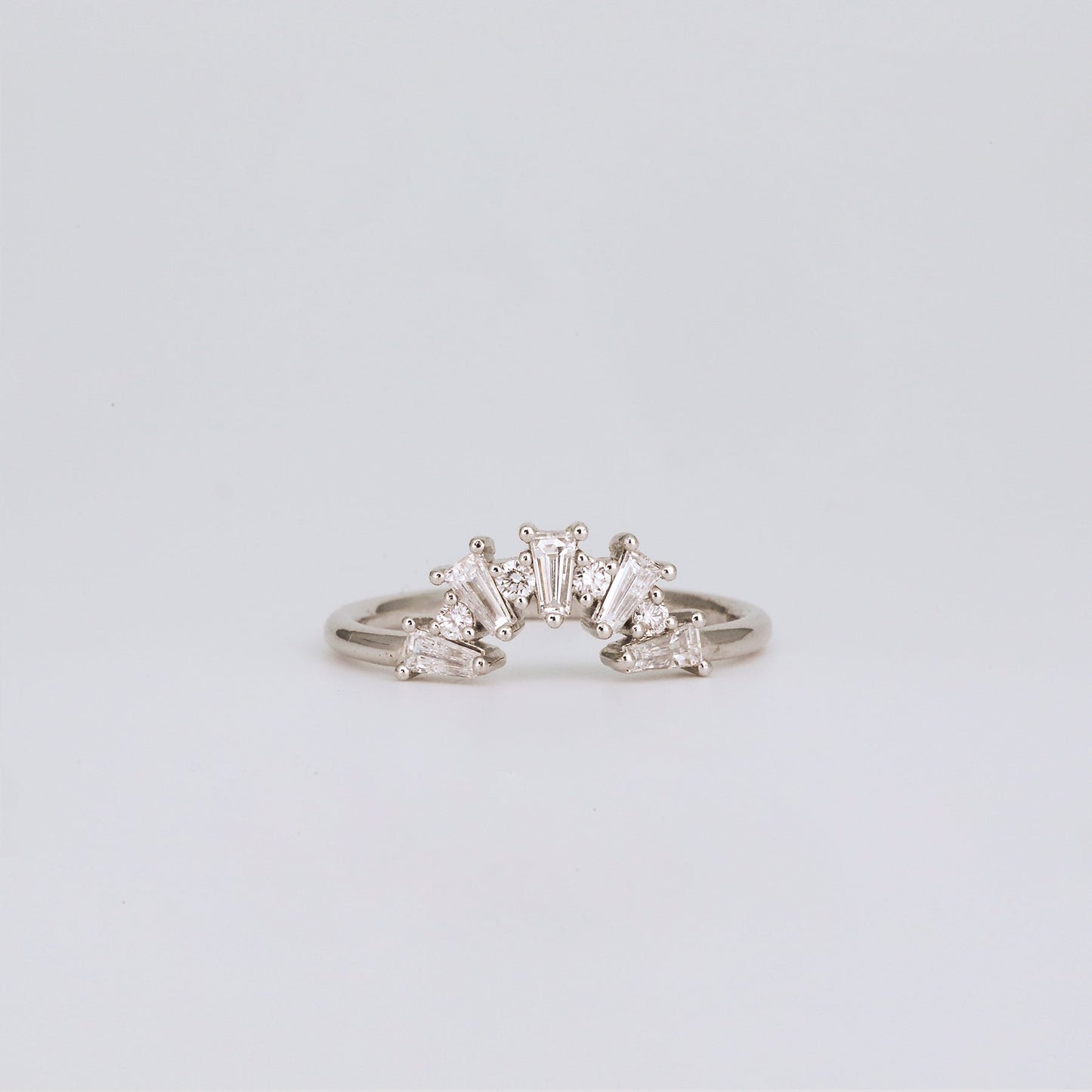 0.48 TCW Tapered Baguette & Round CVD Diamond Fire Cracker Curved Wedding Band