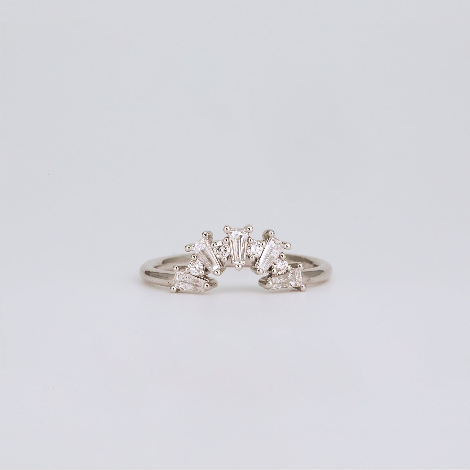 0.48 TCW Tapered Baguette & Round CVD Diamond Fire Cracker Curved Wedding Band