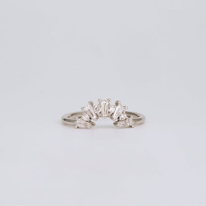 0.48 TCW Tapered Baguette & Round CVD Diamond Fire Cracker Curved Wedding Band