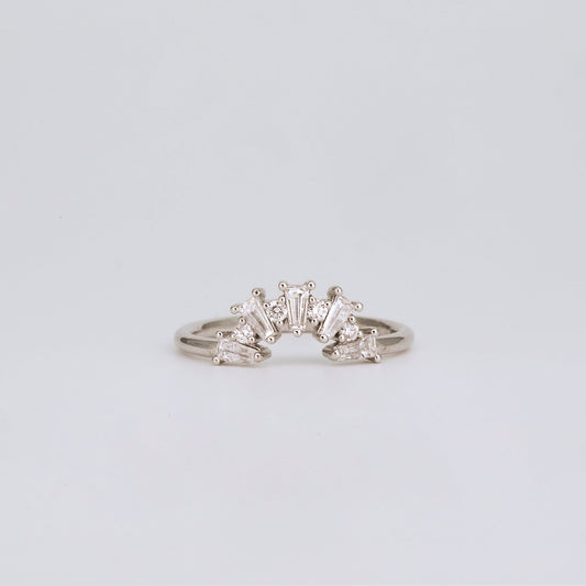 0.48 TCW Tapered Baguette & Round CVD Diamond Fire Cracker Curved Wedding Band