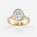 2 CT Oval Cut Twisted Pave & Bezel Setting Moissanite Engagement Ring