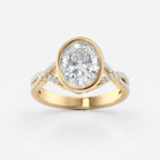 2 CT Oval Cut Twisted Pave & Bezel Setting Moissanite Engagement Ring