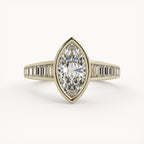 1.75 CT Marquise Cut Lab grown Diamond Bezel & Pave Setting Engagement Ring