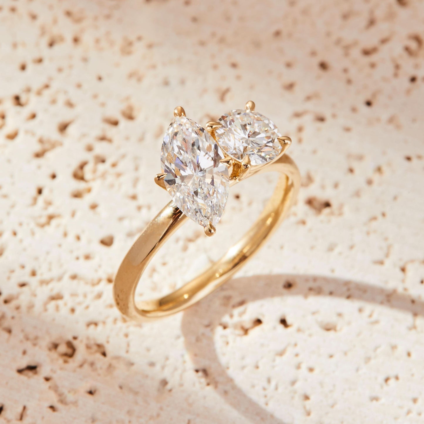 2 TCW Marquise & Round Cut Two Stone Moissanite Engagement Ring