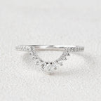 0.25 TCW Marquise & Round Moissanite Curved Stacking Wedding Band