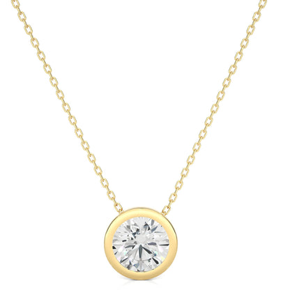 1.08 CT Round Cut Moissanite Diamond Bezel Necklace