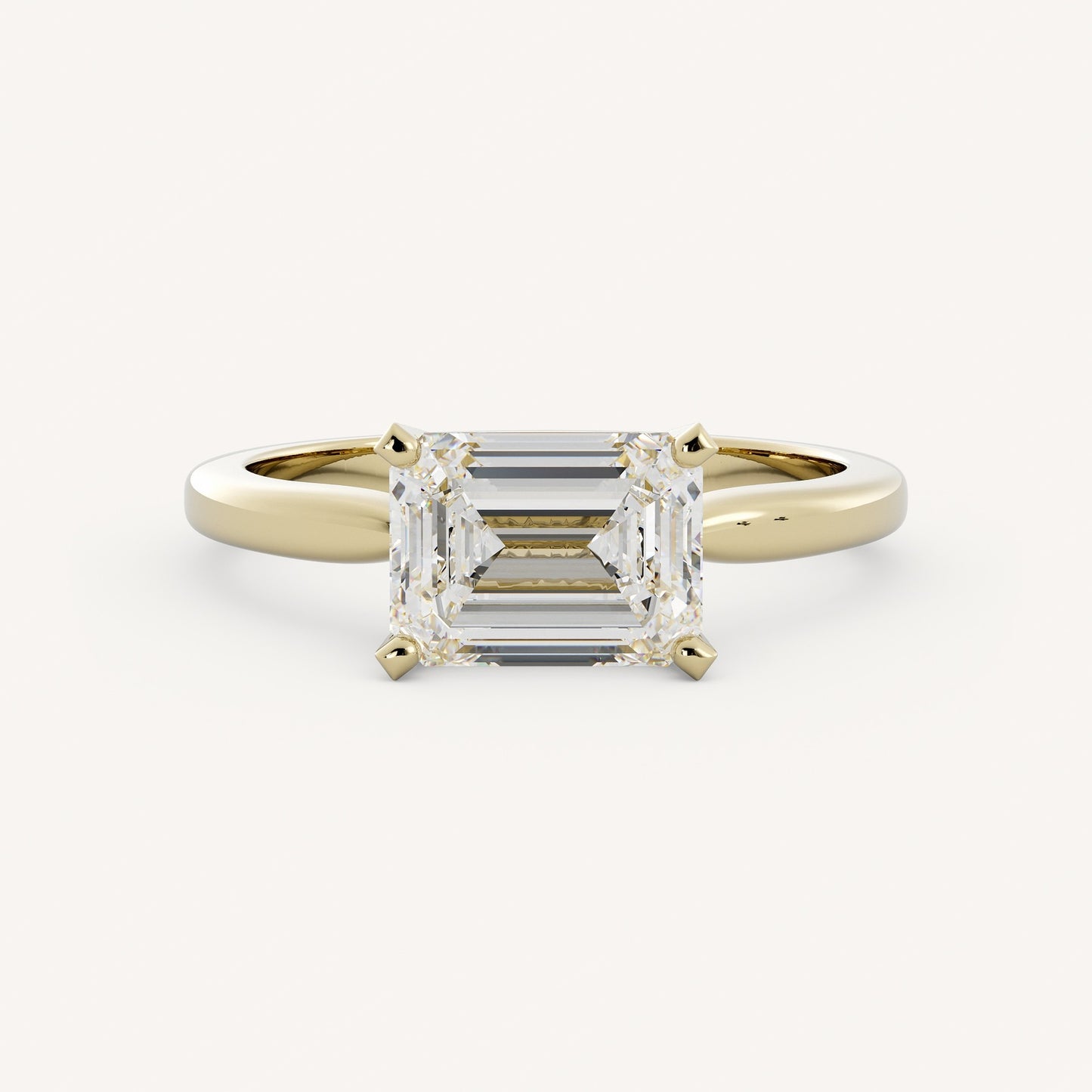 1 CT - 3 CT East-West Emerald Cut Lab grown Diamond Solitaire Engagement Ring