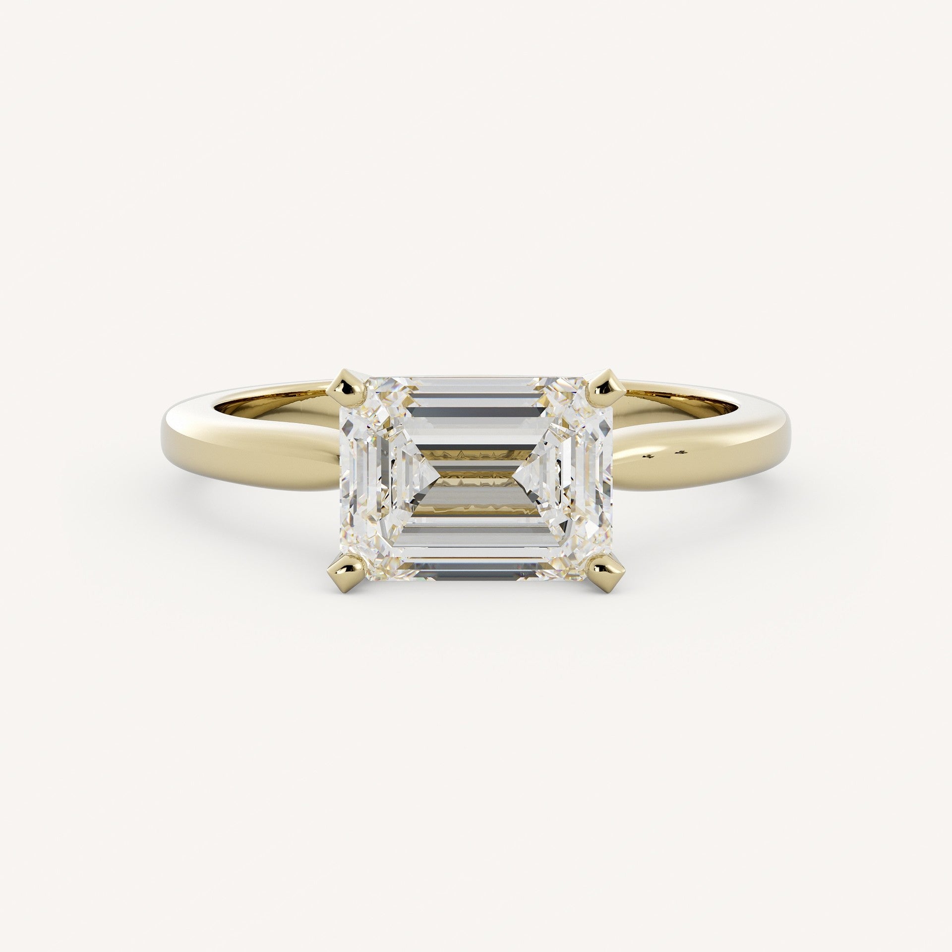 1 CT - 3 CT East-West Emerald Cut Lab grown Diamond Solitaire Engagement Ring