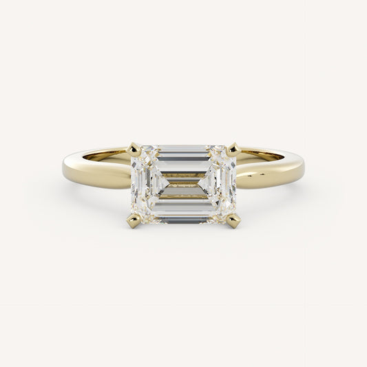1 CT - 3 CT East-West Emerald Cut Lab grown Diamond Solitaire Engagement Ring