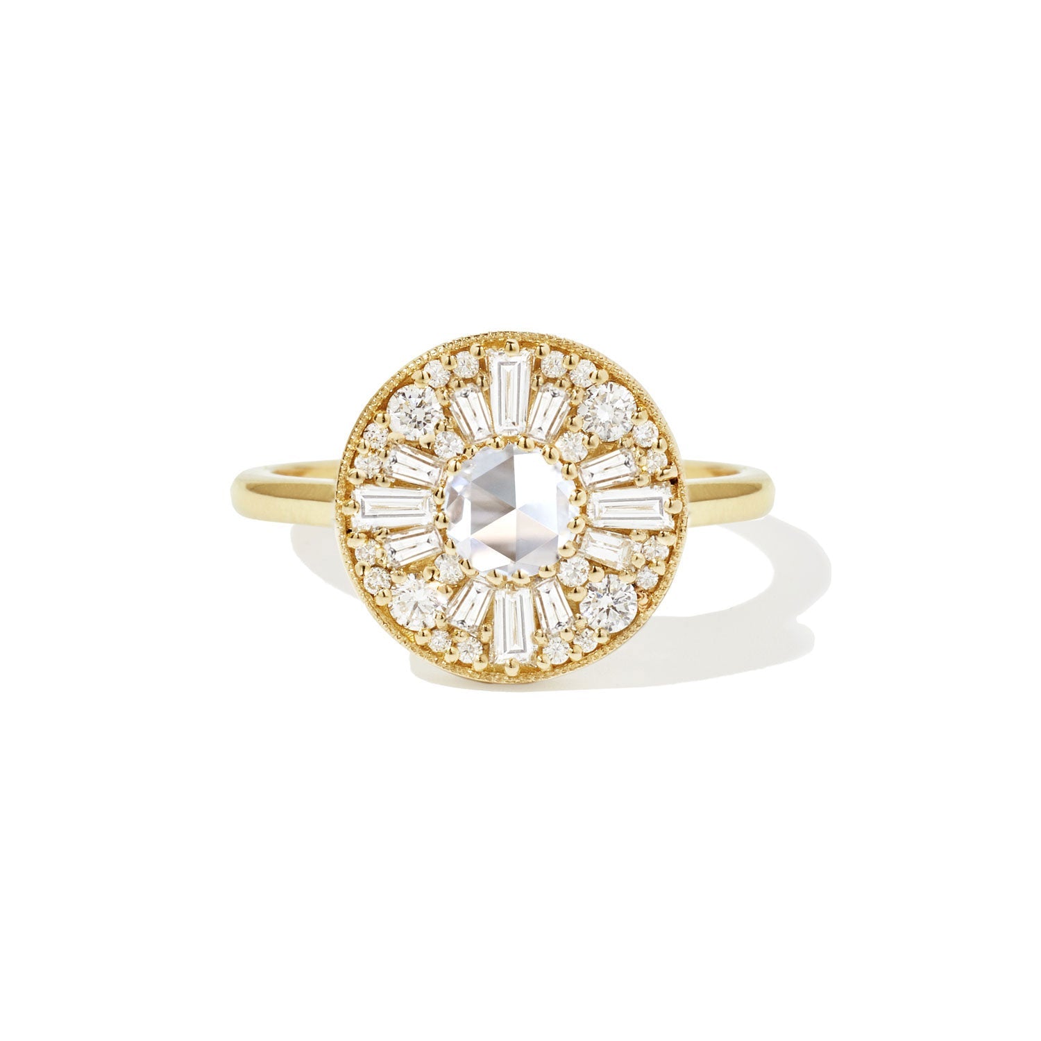 0.2 CT Round Cut Moissanite Round Shape Mosaic Engagement Ring