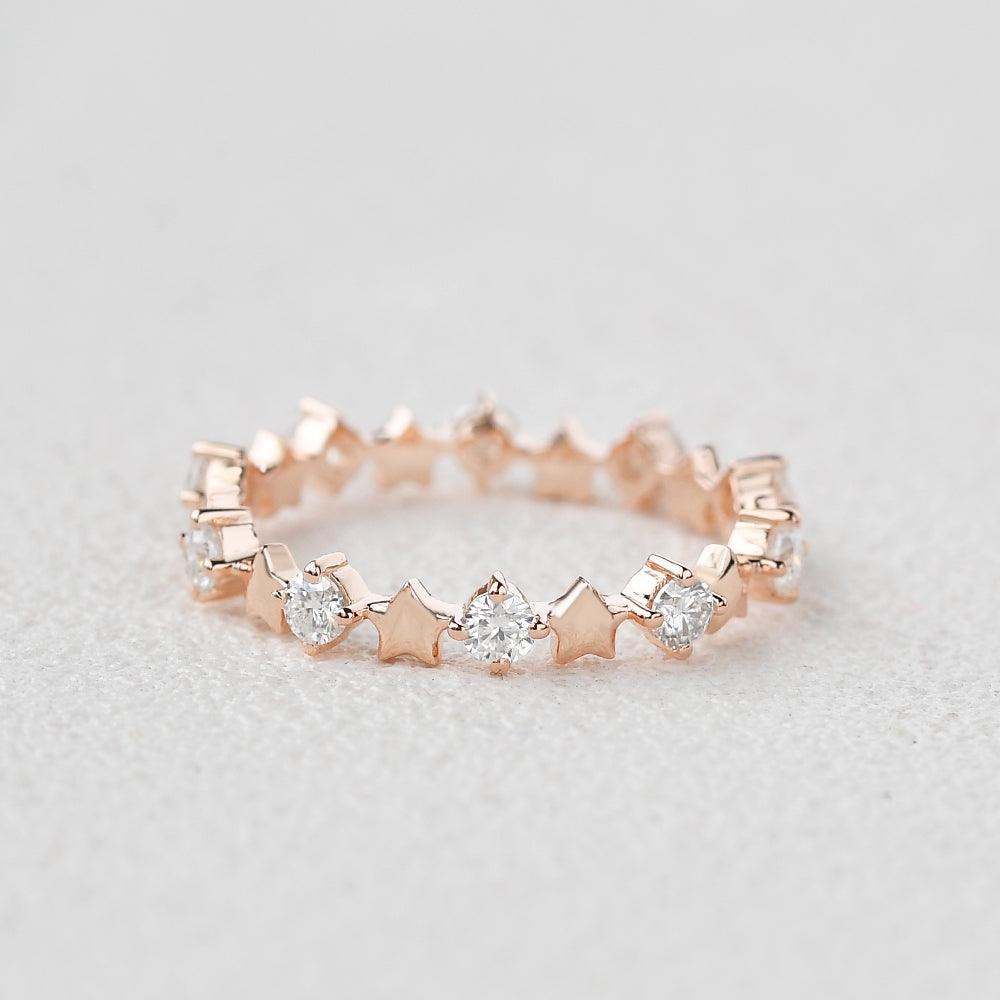 0.6 TCW Round Moissanite Star Inspired Cluster Wedding Band