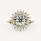 1 CT Round Cut Lab grown Diamond Halo Floral Style Engagement Ring