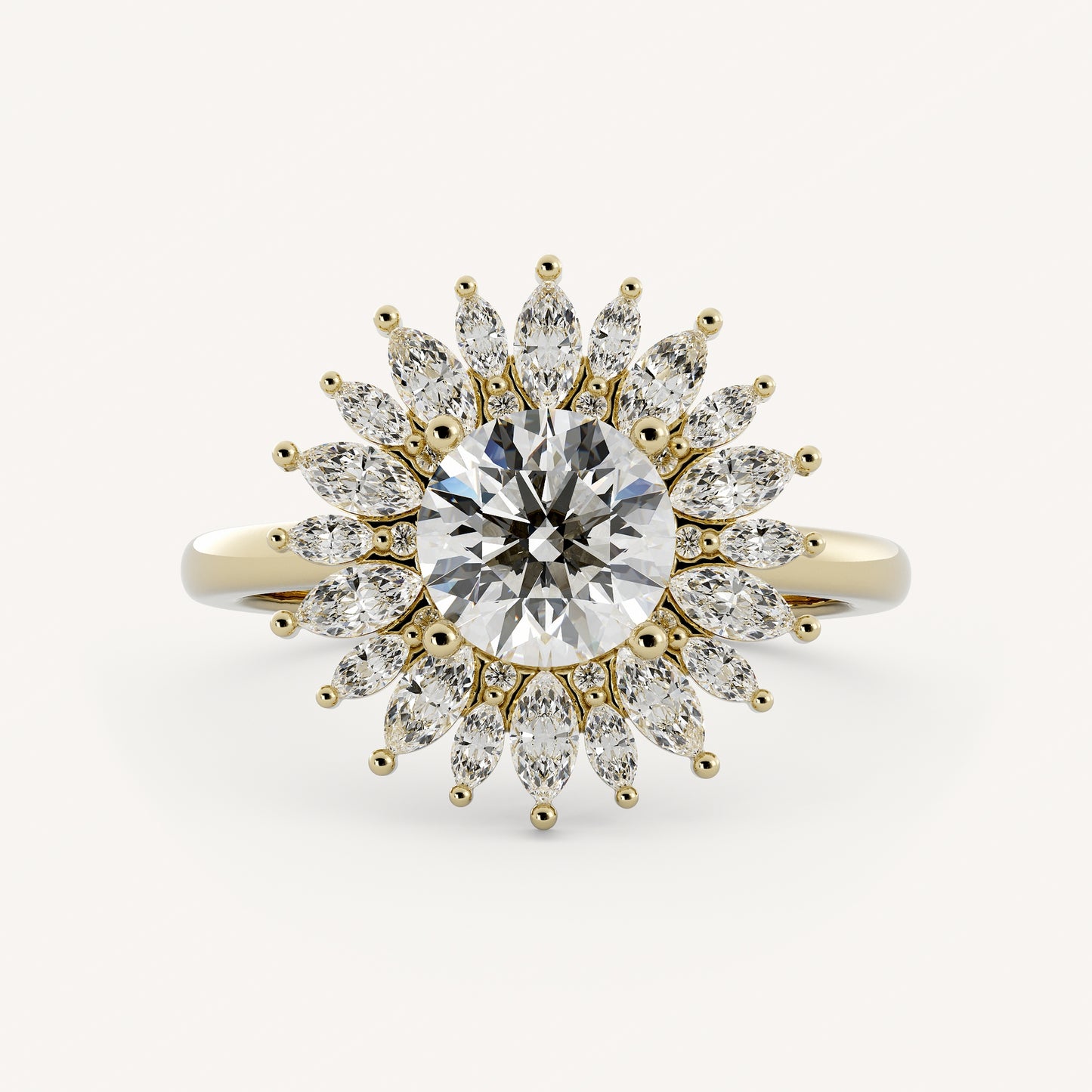 1 CT Round Cut Lab grown Diamond Halo Floral Style Engagement Ring