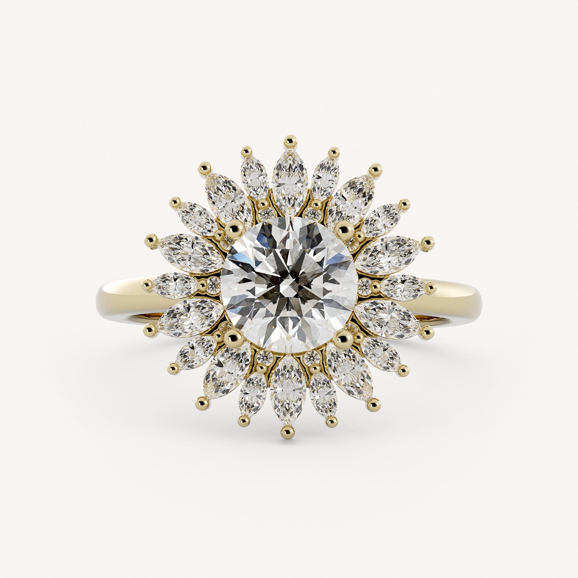 1 CT Round Cut Lab grown Diamond Halo Floral Style Engagement Ring