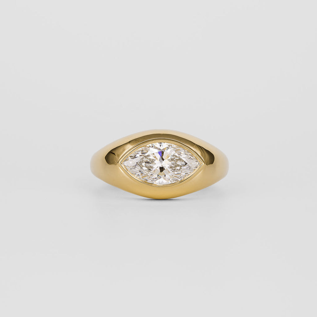 2.18 CT Marquise Cut Lab grown Diamond Flush Setting Engagement Ring
