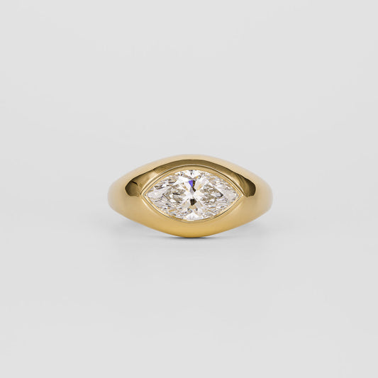 2.18 CT Marquise Cut Lab grown Diamond Flush Setting Engagement Ring