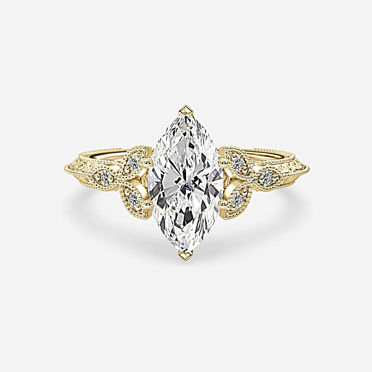 1.9 CT - 2.9 CT Marquise Cut Art Deco Vintage Style Moissanite Engagement Ring