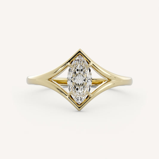 1.2 CT Marquise Cut Lab grown Diamond Split Shank Solitaire Engagement Ring