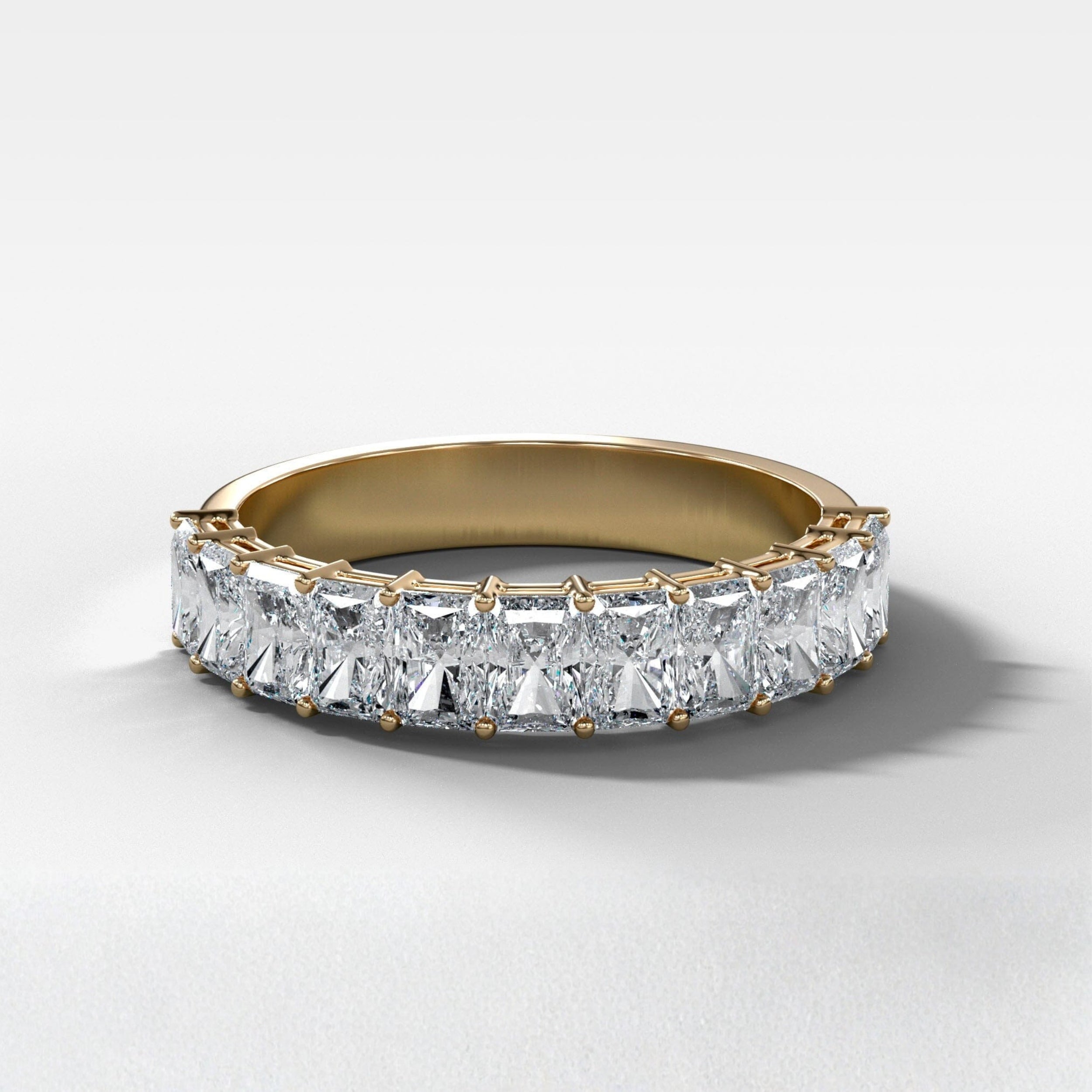 1.4 TCW Radiant CVD Diamond Petite Shared Prong Wedding Band